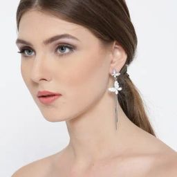 YouBella Butterfly White Dangler Earrings-image-67