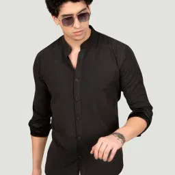 ALMATY Black Slim Fit Solid Shirt-picture-48