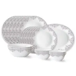 Larah by Borosil Lark Fluted White Opalware 21 Pieces Dinner Set-image-3