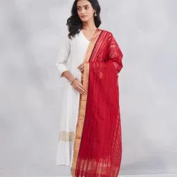 Fabindia Deep Red Solid Dupatta-picture-18