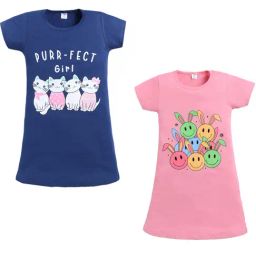 Todd N Teen Girls Multicolor Cotton Printed Nighty - Pack Of 2-image-77