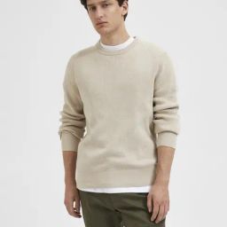 selected homme Selected Beige Cotton Regular Fit Pullover-picture-18