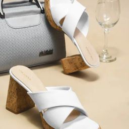 Clog London Women's White Cross Strap Sandals-image-4