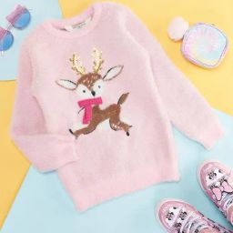 Pantaloons Junior Pink Embellished Full Sleeves Sweater-image-81