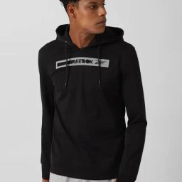 Reebok Black Slim Fit Hooded Sweatshirt-image-78