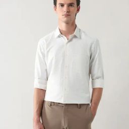 Arrow White & Yellow Regular Fit Checks Shirt-image-53