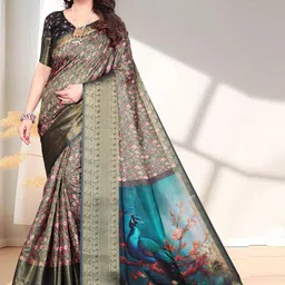SUPERLAXMI Floral Zari Silk Blend Saree-14