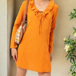 DressBerry Romantic Ruffles Tie-Up Neck Mini A-Line Dress-image-89