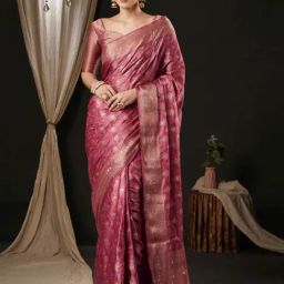 Saree Mall Pink Silk Woven Saree With Unstitched Blouse-picture-39