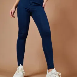 DOLCE CRUDO Dark Blue High Rise Stretchable Jeans-picture-42