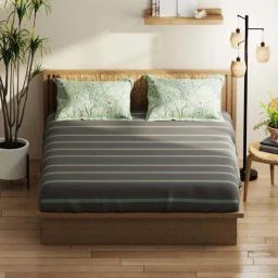 Bianca Classic Feel Grey & Green Fabric 152 TC 120 GSM Double Size Bedsheet With 2 Pillow Covers-image-52