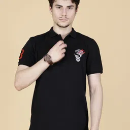 STARFOX Typography Printed Polo Collar Short Sleeves Cotton T-shirt-picture-38