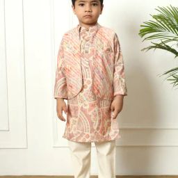READIPRINT FASHIONS Kids Multicolor Printed Full Sleeves Kurta, Pyjamas with Nehru Jacket-image-22
