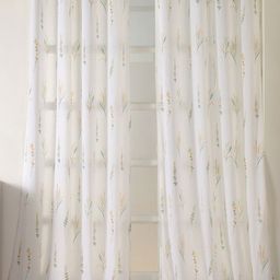 HOMEMONDE White & Yellow 2 Pieces Floral Cotton Sheer Long Door Curtain-16