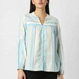 Van Heusen Blue Striped Shirt-image-52