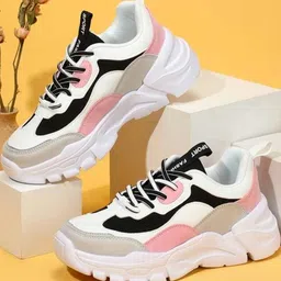 Shozie Women White & Black Printed Lace Up Round Toe Synthetic Sneakers-picture-17