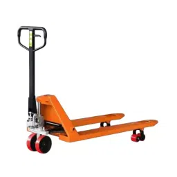 Nutronics Hydraulic Hand Pallet Truck with Wide Forks 4 Wheels 3000 Kg Load Capacity Orange for Industrial Purpose-picture-25