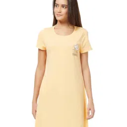 Soie Cream Cotton Printed Sleep T-Shirt-image-42