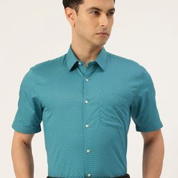 Peter England Pure Cotton Geometric Printed Nuvo Fit Formal Shirt-image-30