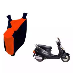 Auto Pearl Waterproof Two Wheeler Cover For Kinetic Nova EX (Orange & Blue)-image-4
