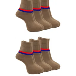 Akeeta Unisex Brown Set Of 6 Solid Cotton Ankle Length Socks-picture-31