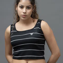 GO DEVIL Women Striped Round Neck T-shirt-image-21