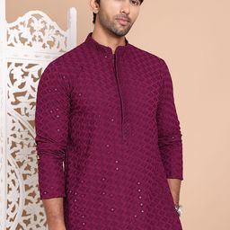Anouk Men Embroidered Regular Sequinned Kurta with Pyjamas-15