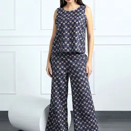 BAESD Floral Printed Sleeveless Cotton Katha Top With Palazzo-picture-35