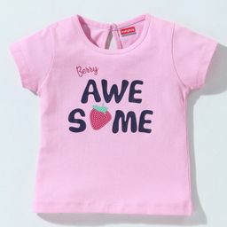 Babyhug 100% Cotton Knit Half Sleeves Teewith Graphics - Pink-image-29