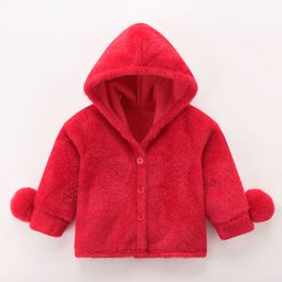 Kookie Kids Full Sleeves Hooded Jacket Solid Colour - Red-picture-45