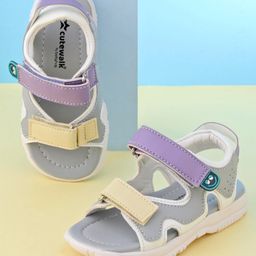 Cute Walk by Babyhug Velcro Closure Sandals - Grey-image-45