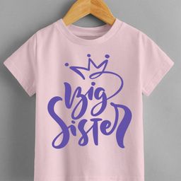 KNITROOT Half Sleeves Big Sister Printed T Shirt - Pink-picture-6