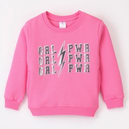Smarty Girls 100% Cotton Knit Full Sleeves Text Printed Sweatshirt - Pink-image-20