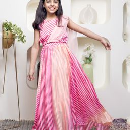 NEUDIS Sleeveless Leheriya Designed Lehenga & Choli Set - Pink-image-8