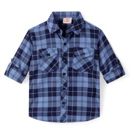 Rikidoos Full Sleeves CheckedShirt With Attached Tee - Blue & Navy-image-63