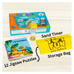 TOY FUN Puzzle Time Aqua Animals for Kids 3 Years+ | 12 Jigsaw Puzzle with Sand Timer and Pouch | 108 Pieces | Educational Puzzle Game for Fun and challegne-17
