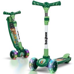 BAYBEE Kitty Kick Scooter for Kids, Foldable Kids Scooter with 3 Height Adjustable Handle & Music, Skate Scooter with LED PU Wheels & Brake (Green)-picture-17