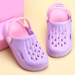 Pine Kids Clogs with Back Strap - Purple & Pink-image-56