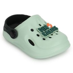 TRUFFLE COLLECTION Perforated Clogs With Dinsoaurs Text Charms - Green & Blue-49