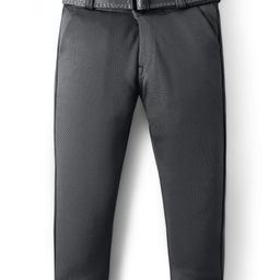 Rikidoos Cotton Lycra Woven Textured Pant With Belt - Navy Blue-image-68
