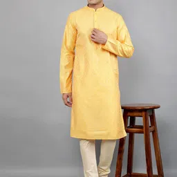 Manish Creations Floral Woven Design Mandarin Collar Jacquard Straight Kurta With Churidar-image-30