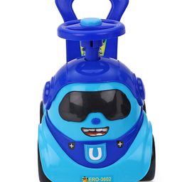 Babyhug Robo Face Manual Push Ride On With Lights & High Backrest - Blue image 3