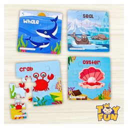 toyfun TOY FUN Puzzle Time Aqua Animals for Kids 3 Years+ | 12 Jigsaw Puzzle with Sand Timer and Pouch | 108 Pieces | Educational Puzzle Game for Fun and challegne image 3