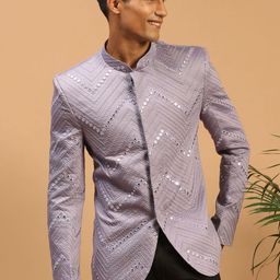 VASTRAMAY Embellished Single-Breasted Bandhgala-picture-8