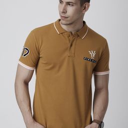 FIDO DIDO Men Mustard Printed Polo Collar T-shirt-image-28