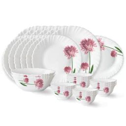 Larah by Borosil Flora White Opalware 27 Pieces Dinner Set-image-5