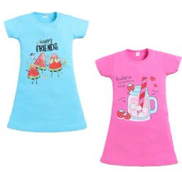 Todd N Teen Girls Multicolor Cotton Printed Nighty - Pack Of 2-image-76
