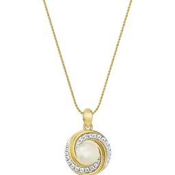 EMORI 18k (750) Yellow Gold Pearly Swirly Diamond Pendant-image-27