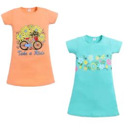 Todd N Teen Girls Multicolor Cotton Printed Nighty - Pack Of 2-image-78