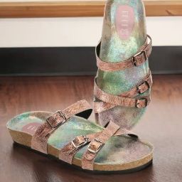 Elle Women's Rose Gold Cross Strap Sandals-picture-27
